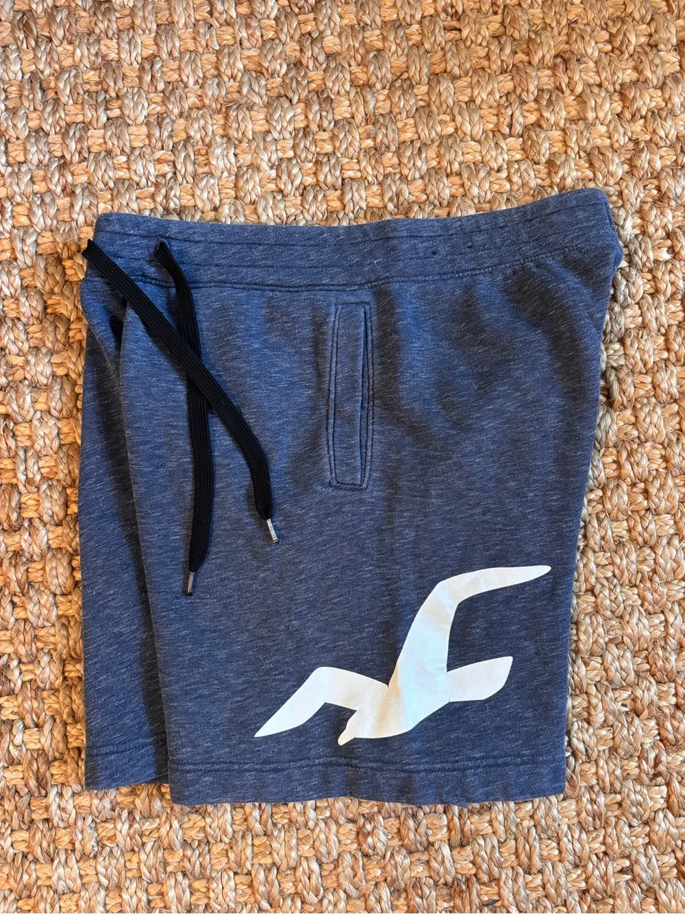 Hollister Men's Heather Blue Drawstring Athletic Shorts